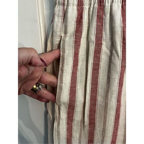 C&C California Cream & Red Stripe Wide Leg Linen Pants sz L NWOT - Picture 3 of 7